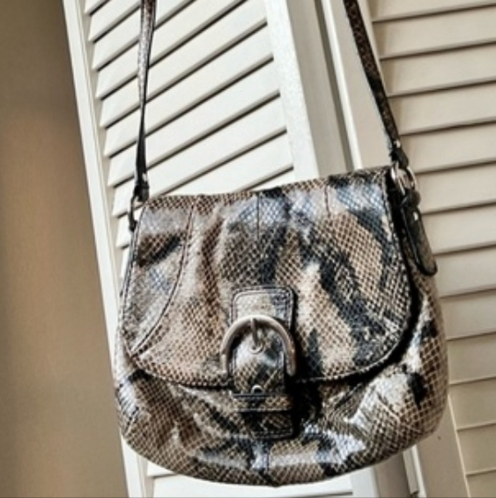 Coach - Python-Texture Crossbody Bag In Neutral S… - image 1